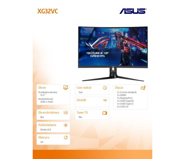 ASUS 31.5" ROG Strix XG32VC Curved 175Hz 1ms HDR400 - 597737 - zdjęcie 7